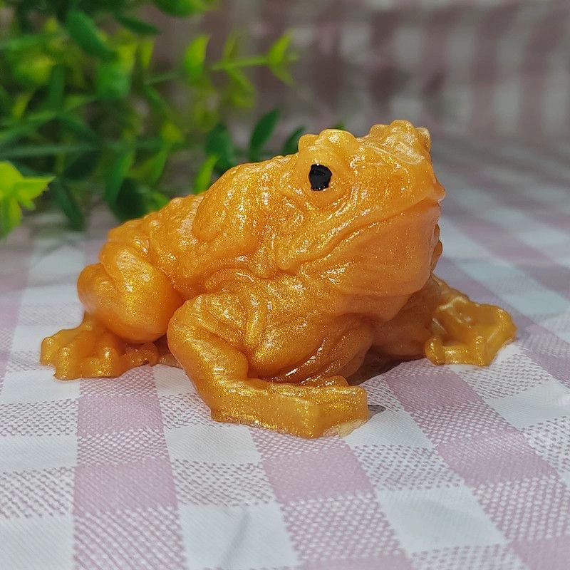 Реалистичная игрушка-слим лягушка, ПВХ мягкая резина антистресс, золотая/зелёная