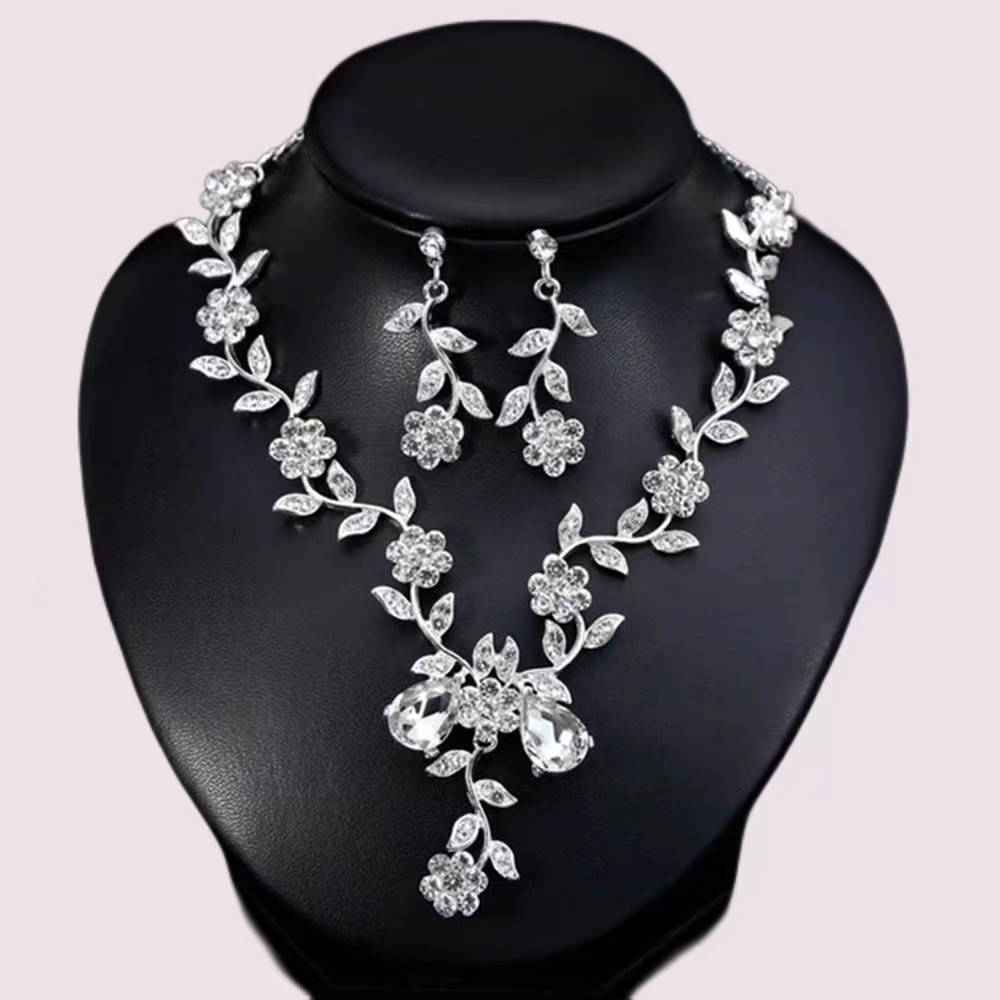 Collar de novia europeo y americano transfronterizo Vestido de novia de dos piezas Accesorios de boda Collar de novia de boda Conjunto de joyas al por mayor directo