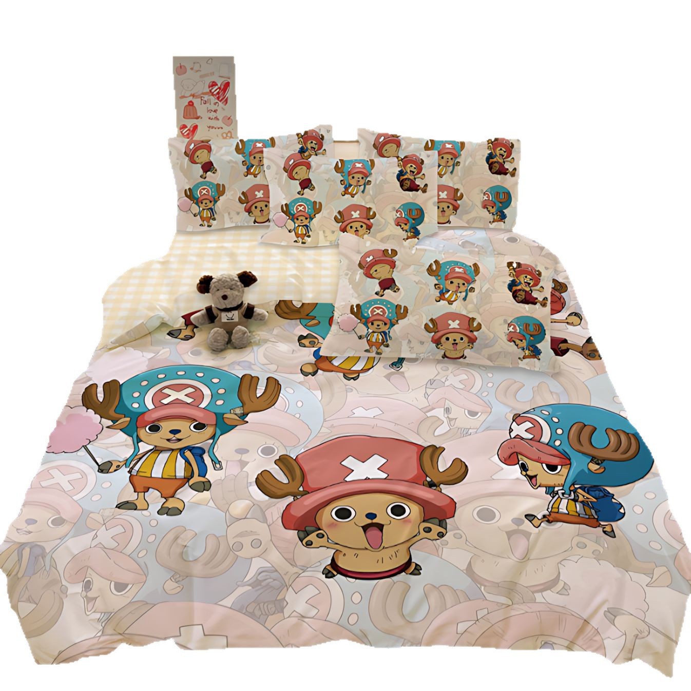 TEMU / JIT Amazon One Piece serie transfronteriza impresa digital 3D edredón kit de ropa de cama