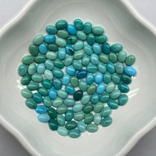 天然原矿松石戒面椭圆湖北松平底素面4x6mm手工配件首饰 核桃封底