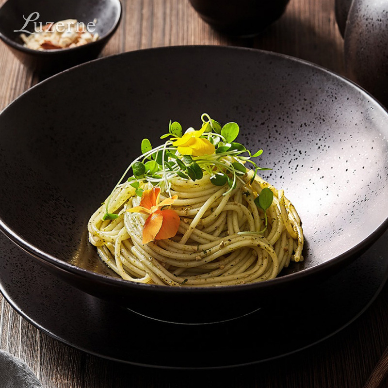 Transfronterizo LZ Lucang cerámica japonesa punto de congelación marrón retro color sólido exquisito platos de mesa caseros platos de sopa