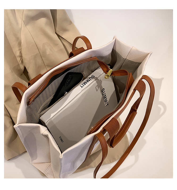 Borsa di tela borsa a tracolla a contrasto di grande capacità all'ingrosso 2023 nuova borsa tote bag alla moda transfrontaliera_voghion.com