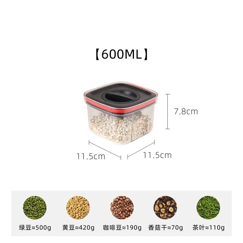 Airtight Square Kitchen Storage Jar, Clear Large Capacity Container, 500–2000 ml Multi-Size