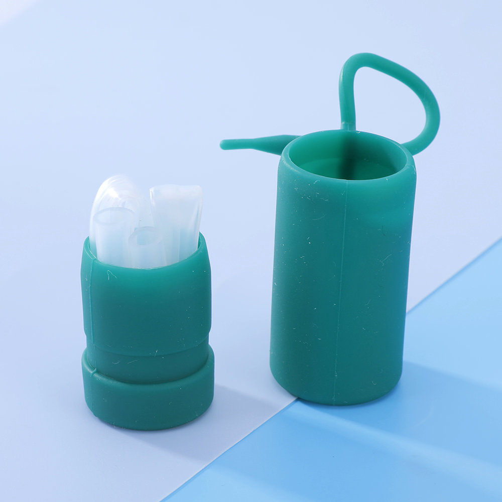 批发旅行红色硅胶吸管收纳盒便携吸管盒重复使用跨境吸管收纳盒