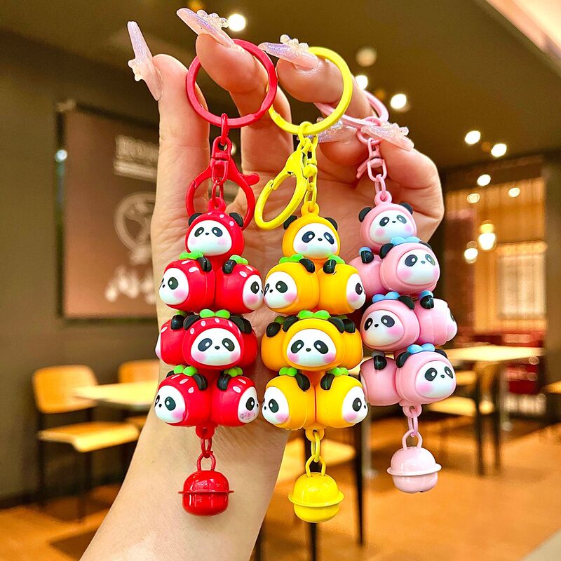 Cartoon panda animal doll Jenga keychain cute bag pendant car key chain small gift wholesale