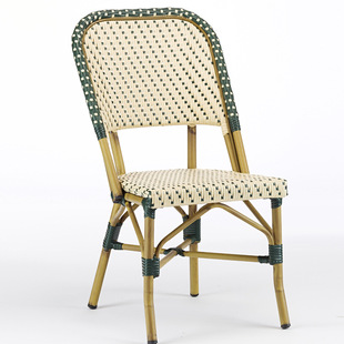 Factory Customized Outdoor Chair Simple French Two-Color Pe Rattan Chair Sun Protection Antioxidant Hand-Woven Rattan Chair