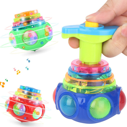 Colorful UFO music top, children's luminous toys with lights wholesale, luminous top stall supply wholesale