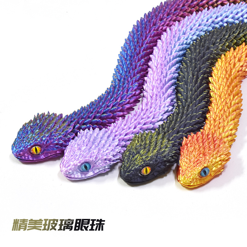 3D打印蛇蝰蛇全身关节可动仿真动物模型桌面摆件儿童玩具仿真摆件