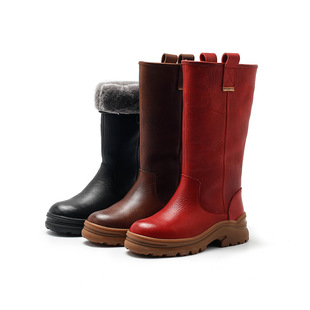 Autumn and winter long tube women's boots Maffi Mathu fur one warm mid-heel high tube boots distribution generation