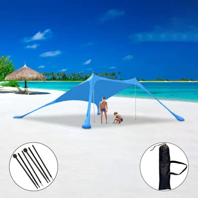 Cross-border Beach Lycra Canopy Avtomobil yan çətirləri - new-style-blue-2-iron-rods-200160150cm