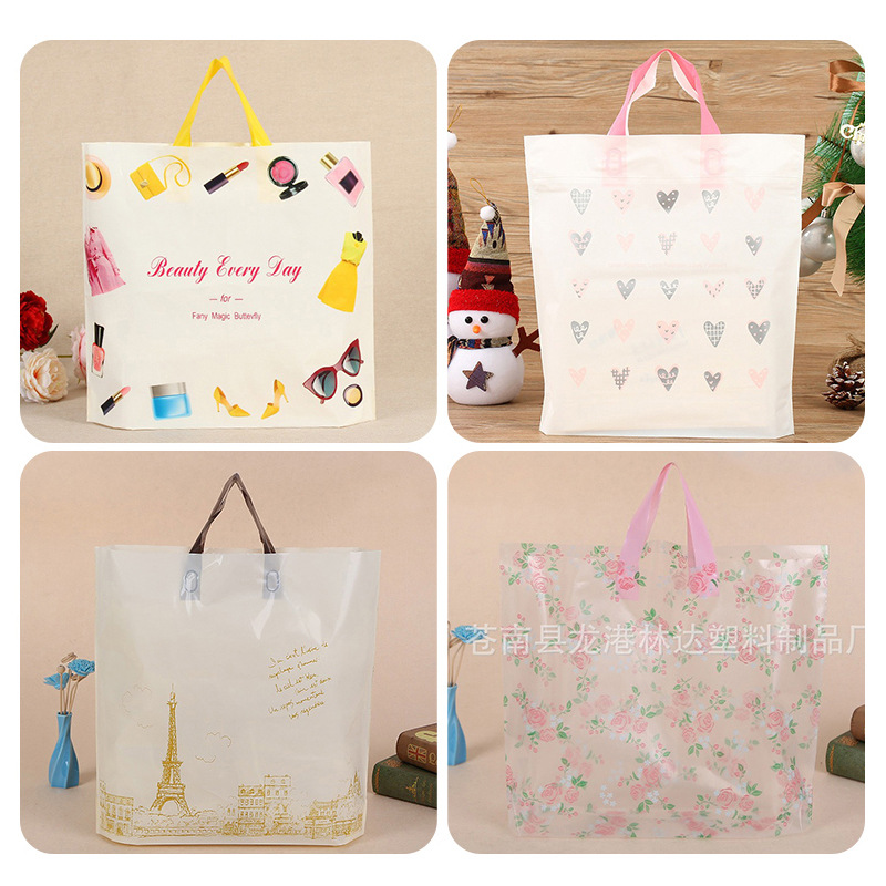 Al por mayor tienda de ropa bolsa de ropa Bolso de Plástico engrosada bolsa de regalo colorido ropa para niños bolsa de compras image 4