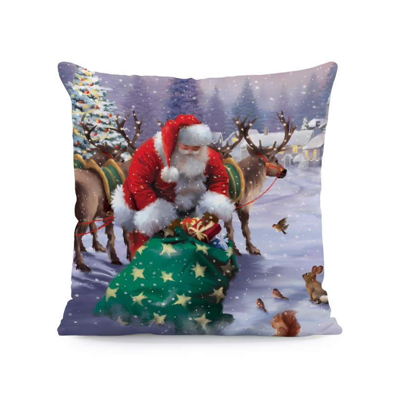 Venta caliente transfronteriza elementos de Navidad funda de almohada ambiente para el hogar sofá de decoración jardín patio festivo funda de cojín image 40
