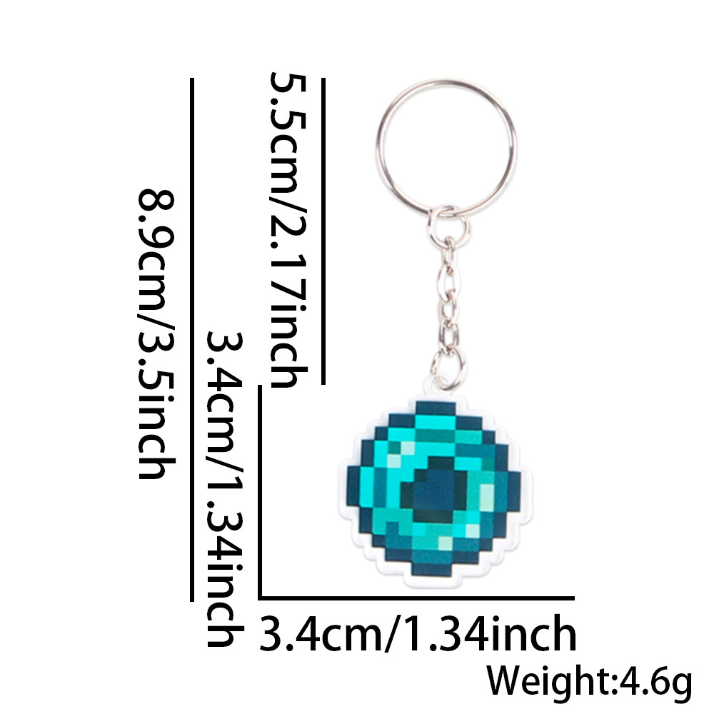 Minecraft llavero juego de píxeles tema fiesta decoración arma diamante colgante acrílico mochila colgante