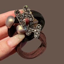 韩版新款高级感字母水钻发绳女气质高弹力扎马尾发圈丸子头饰皮筋