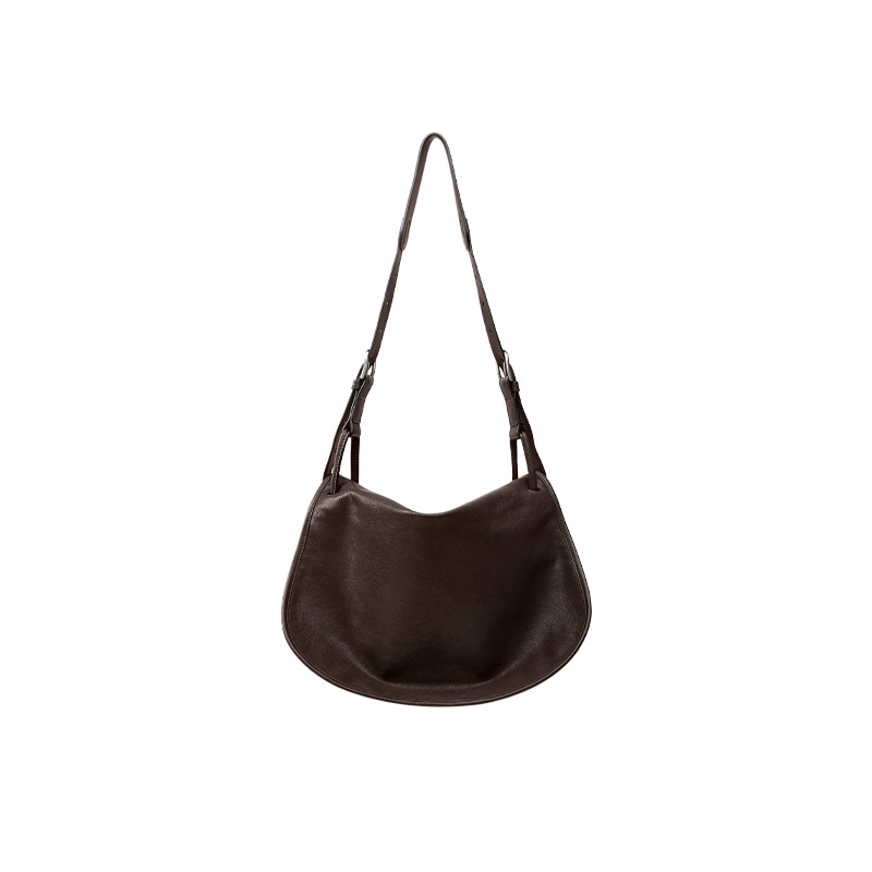 New Commuter Bag Vegetable Tanned Leather Messenger Saddle Bag For Women Retro Niche Crossbody Shoulder Large Capacity Tote - Thumbnail 6