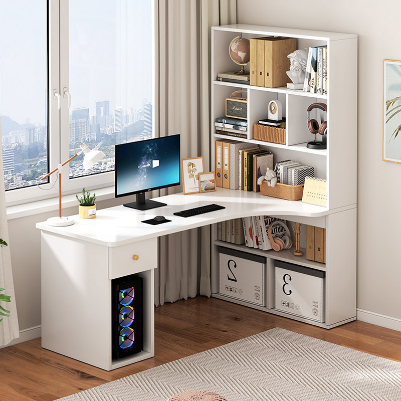 Computer Desk, Desktop Corner Computer Desk, Desk and Bookshelf Integrated Writing Desk, Student Study Desk, Bedside Computer Desk