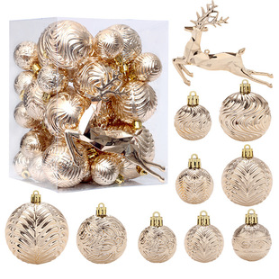 Christmas Champagne Gold Elk Christmas Ball Set Hanging Ornaments Christmas Tree Decoration Set Pendant Decorations 40Pcs