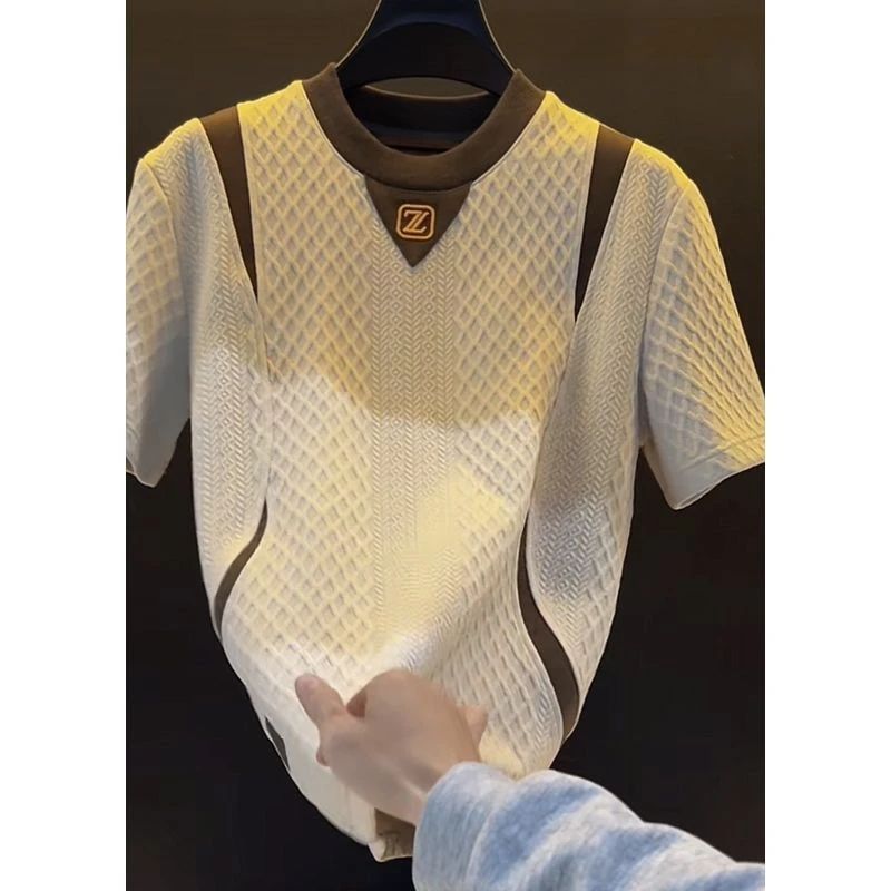 Men's Oversized T-shirt With Letter Print And Contrast Panel_voghion.com