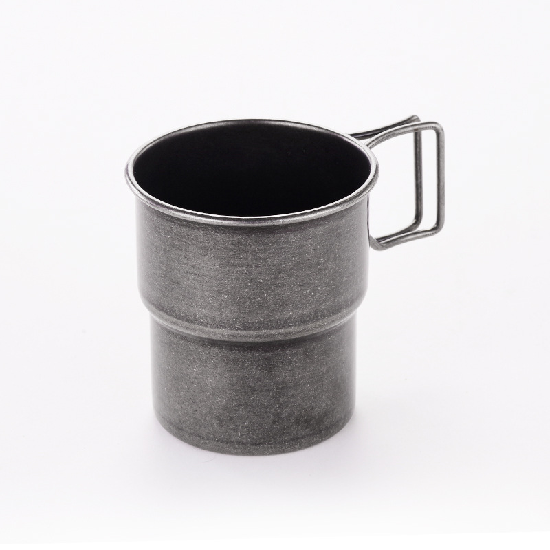 접이식 손잡이 물컵 레트로 블랙 (300ml)