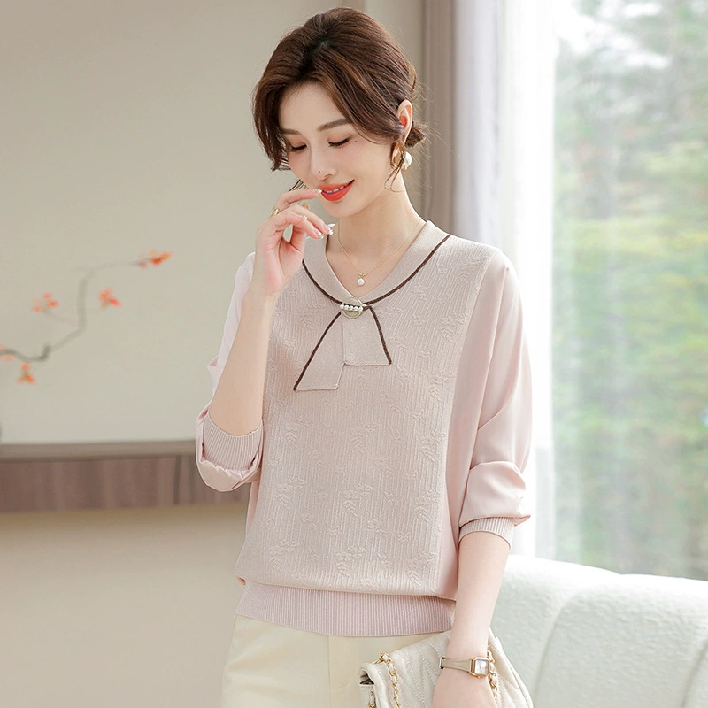 50-летняя мама весна новый топ темпераментный вязаный маленький свитер