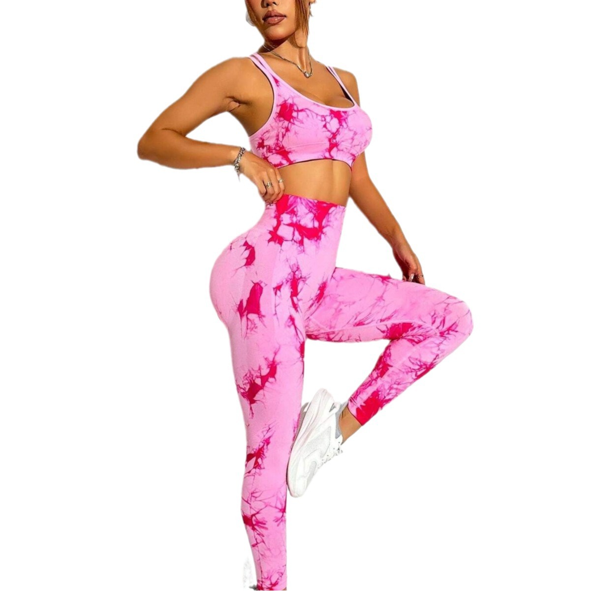 Pantalones de yoga de levantamiento de cadera transfronterizos multicolores, sujetador deportivo de teñido anudado para mujer, ropa de yoga de fitness tie dye yoga