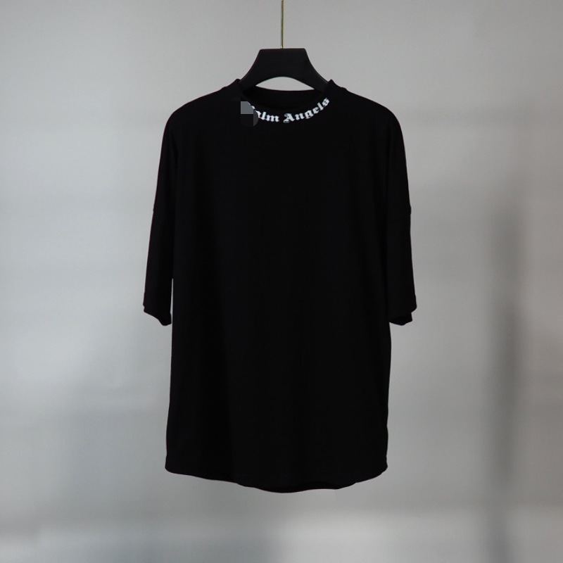 Versión correcta de la camiseta de punto transfronterizo de manga corta con estampado de letras grandes y espuma trasera suelta casual de palm High Street