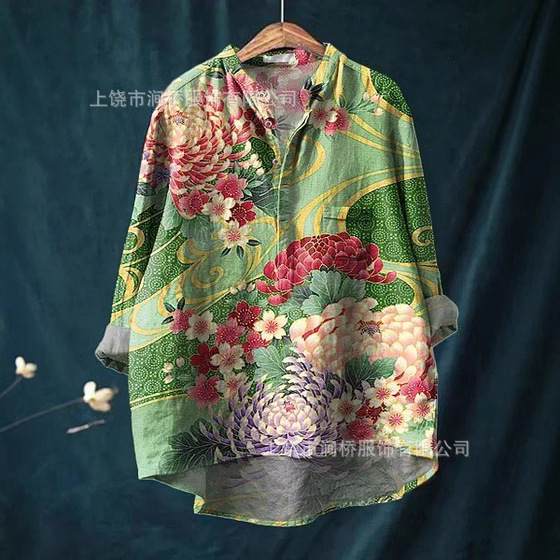 2025 Explosions Cross-border AliExpress Europe and America Leisure Ladies Shirt 3D Digital Printing Hawaii Comfortable Custom-made