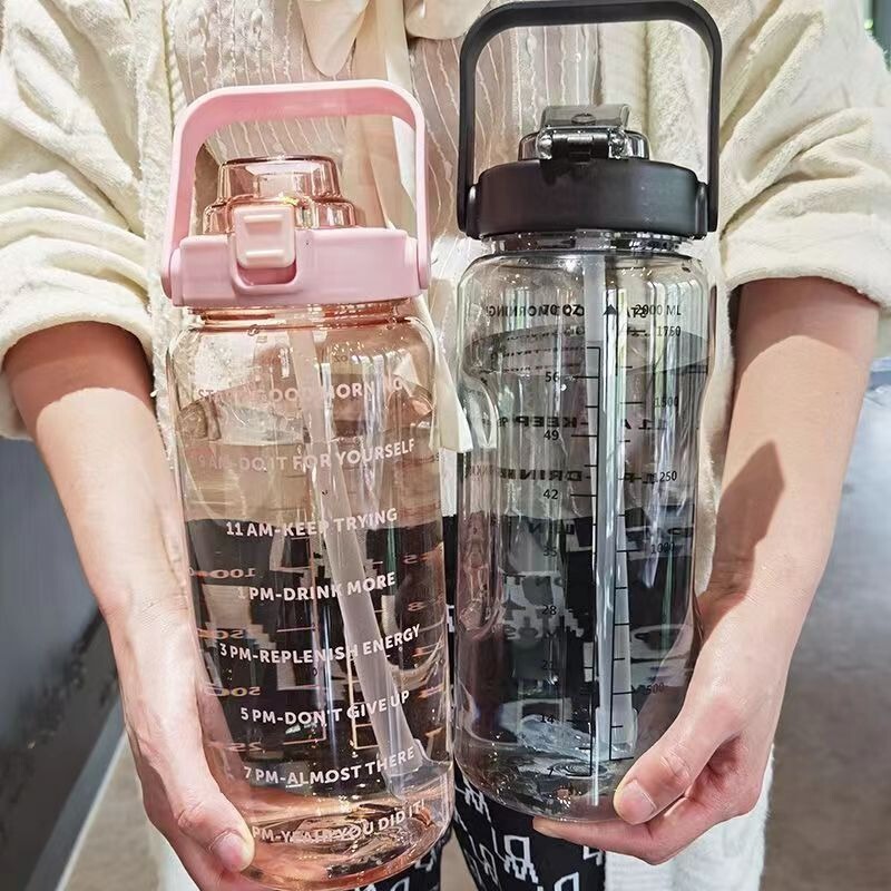 Water Cup 2024 New Internet Celebrity Large-Capacity Sports Water Cup High-Looking Straw Summer Water Cup Men's and Women's Portable Water Bottle