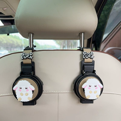 Rear Seat Tea Cup — Car cup holder/beverage holder - water-cup-holderhook-two-in-one-beige-2-pieces