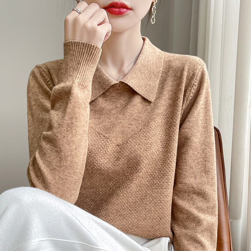 2025 New Style Slim Fit Solid Color Half-High Collar Ruffled Long-Sleeve Slimming Versatile Knit Top for Women 2025 New Style Slim Fit Solid Color Half-High Collar Ruffled Long-Sleeve Slimming Versatile Knit Top for Women