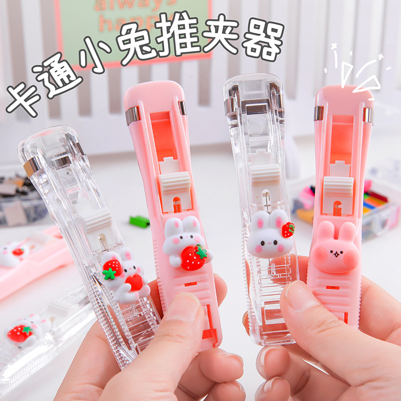 Girly Heart Bunny Doll Clip Pusher Office Document Organizer Binding…
