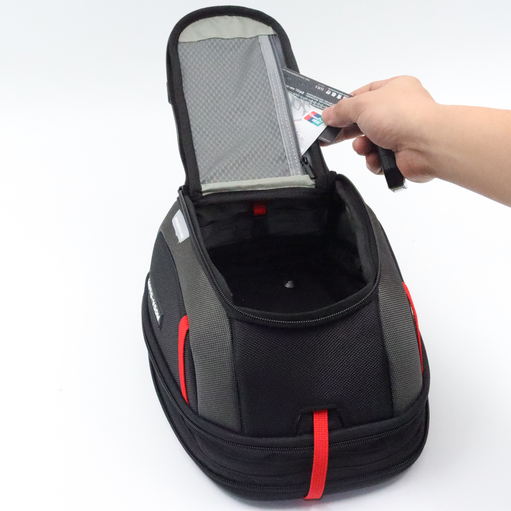 Universal Motorcycle Fuel Tank Bag, Magnetic Quick-Release Motorcycle Travel Bag, Front and Rear Quick-Adjustable Fuel Tank Bag with Rain Cover