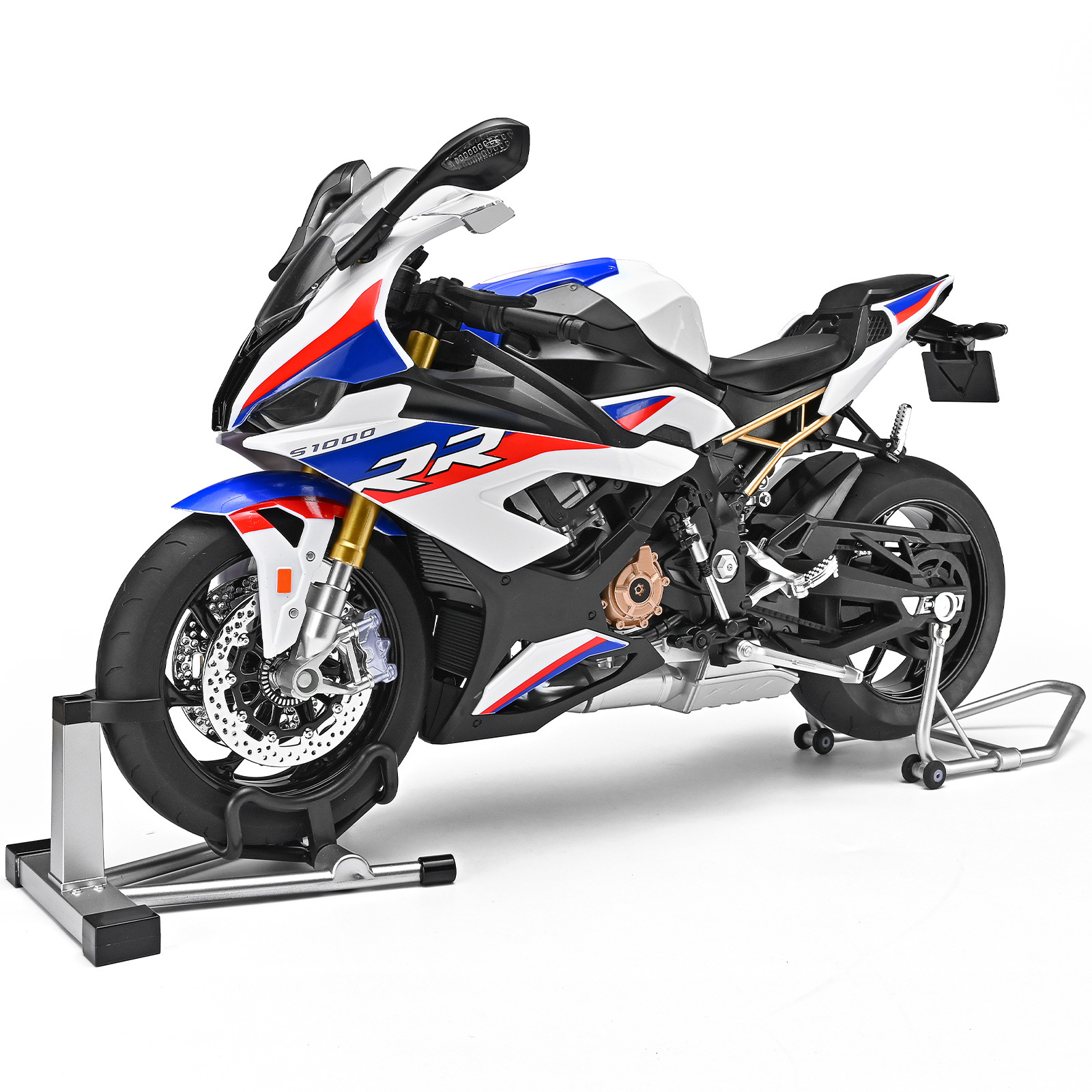 1:6 BMW RR1000 modelo de motocicleta de aleación de pulverización sonido y luz regalo de aniversario regalo de cumpleaños
