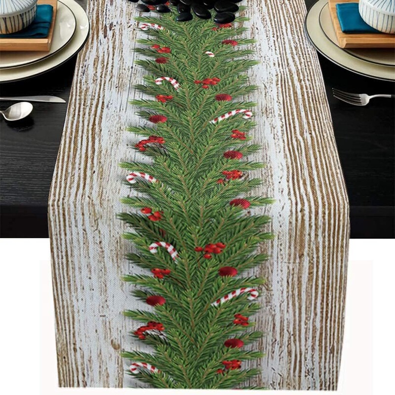 新型のクロスボーダーのクリスマスの装飾、クリスマスツリーの雪の花のテーブルの旗の亜麻の丈夫な食事のテーブルクロスの特別な供給|undefined