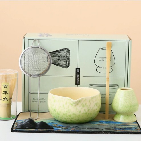 跨境陶瓷抹茶碗套装百本立日式茶筅立打抹茶搅拌器点茶茶具礼盒装|undefined