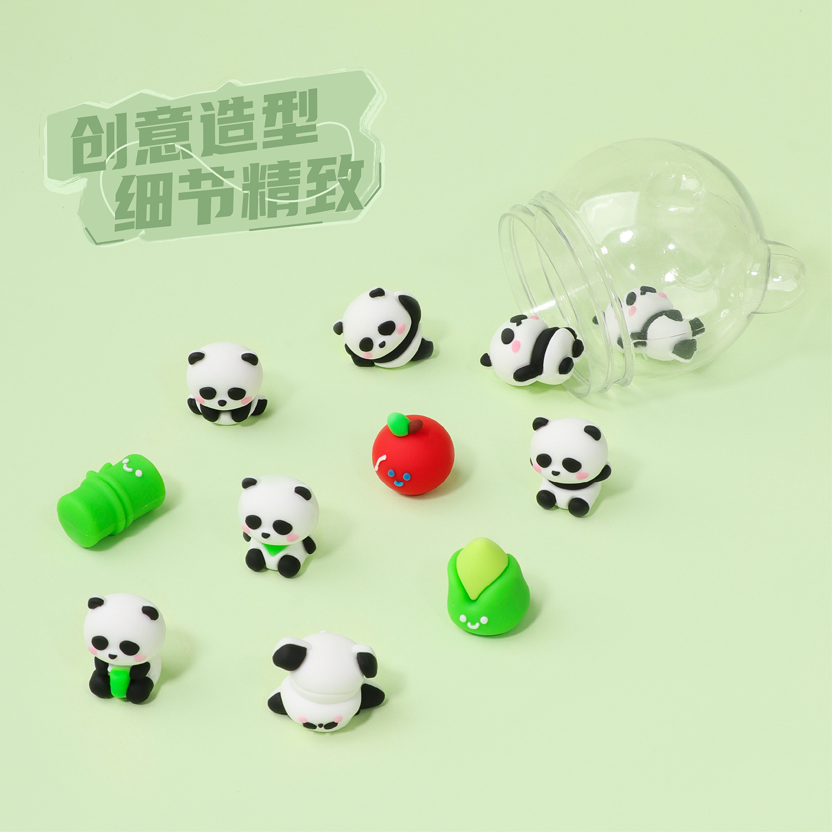 KUKI Keqijia Eraser Combinación lindo panda de dibujos animados creativos para estudiantes de escuela primaria Kindergarten No tóxico