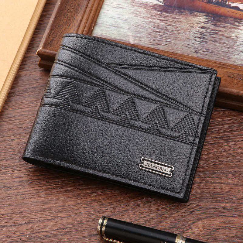 New cross-border wallet men's short wallet youth fashion embossed horizontal soft wallet large capacity multi-card wallet