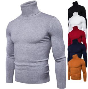 Turtleneck Men's Sweater Korean Style Slim Fit Knitwear Versatile Men's Thick Base Knit Sweater Foreign Trade