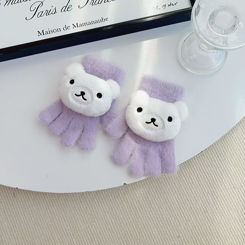 Guantes para niños de invierno niñas de peluche niños, niños y niñas, guantes de cinco dedos para estudiantes de escritura caliente a prueba de frío dibujos animados pueden