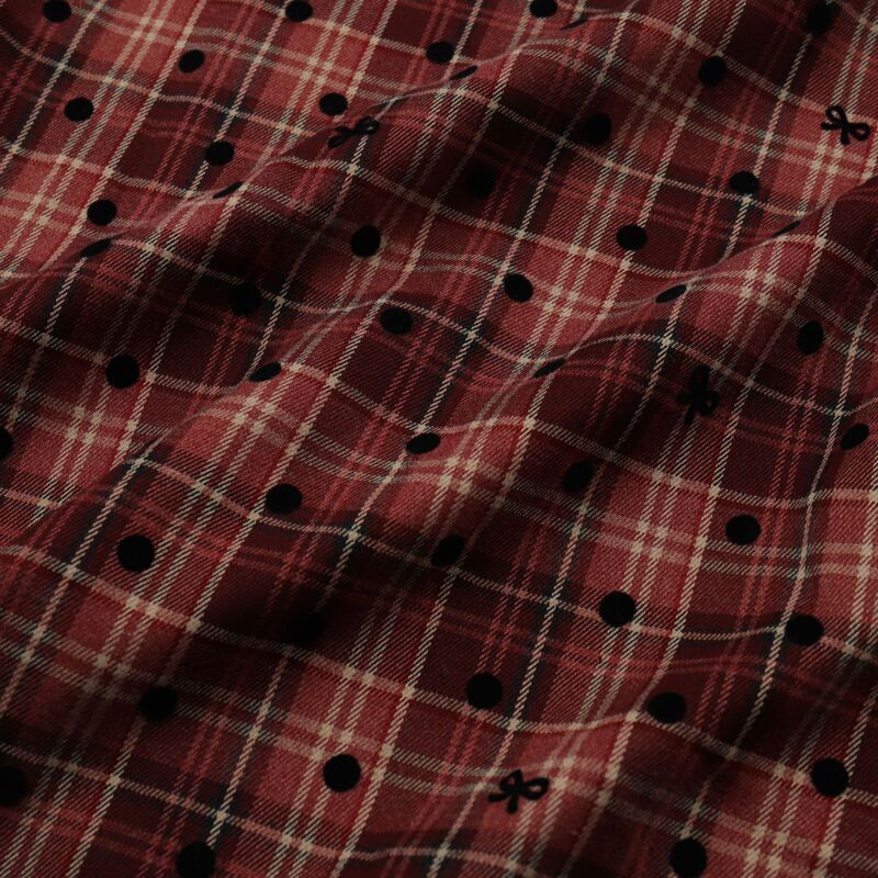 Autumn and Winter Brushed Red Plaid Polka Dot Bow Flocked Casual Suit Jacket Bucket Bag DIY Fashion Fabric