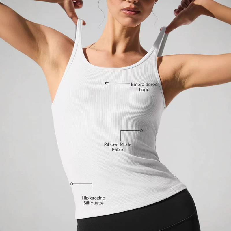 Alo Vest 25 Spring and Summer New Style Classic Versatile Letter Print Elastic Slim Slimming Look Racer Vest Women's Clothing