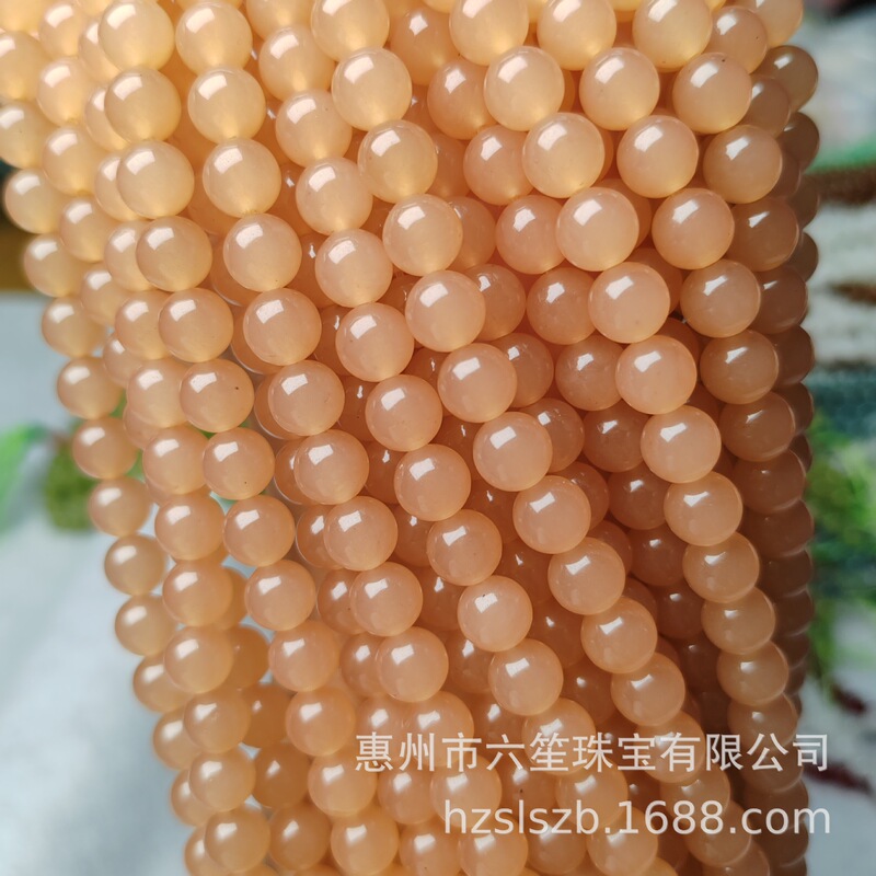 高仿晴水和田玉玉髓散珠批发 手工diy饰品配件东陵圆珠藕粉色串珠|undefined
