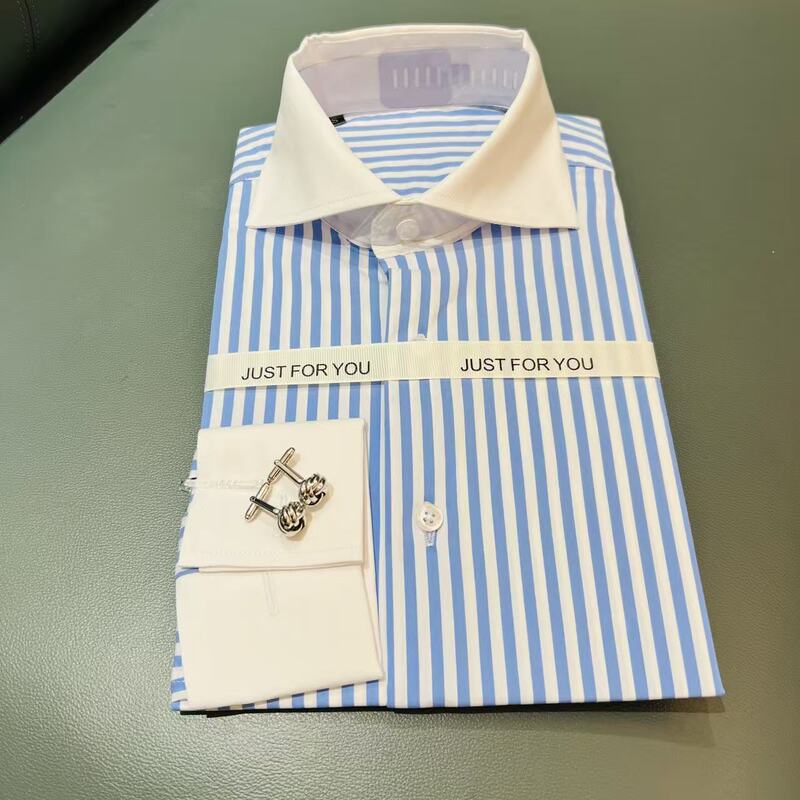 Unisex long-sleeve shirt, lightweight, all-season top, Windsor collar, versatile, color-blocked shirt, comfortable cotton, white and blue 29 Unisex long-sleeve shirt, lightweight, all-season top, Windsor collar, versatile, color-blocked shirt, comfortable cotton, white and blue 29