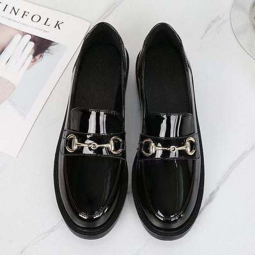 Women's Over-sized Boots, Slip-on Leather Shoes, British Style, Versatile Fashion, Flat Sole Single Shoes, Bead Shoes