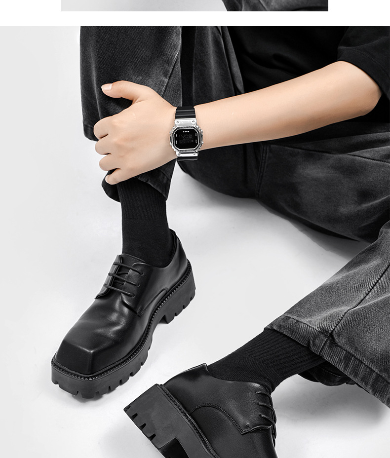 Instagram Neue Britischen Stil Echtes Business Casual Dicke Sohle Schwarz Kleine Leder Schreiben Derby Vielseitig Trendy männer_voghion.com