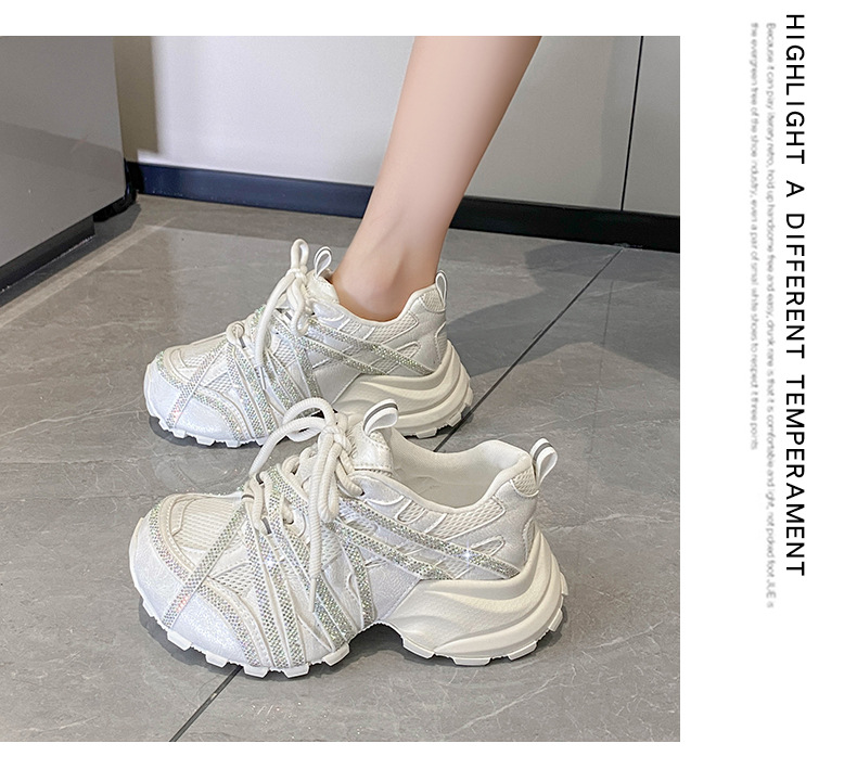 Women's Casual Stylish Platform Chunky Sneakers Breathable Mesh Trendy Athletic Shoes For Petite Versatile New Style_vogvips.com