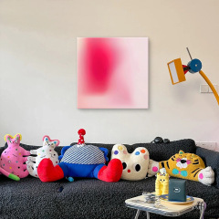 Wall decoration painting for living room, luxurious and high-end, dopamine pink system, wall hanging art, cream style