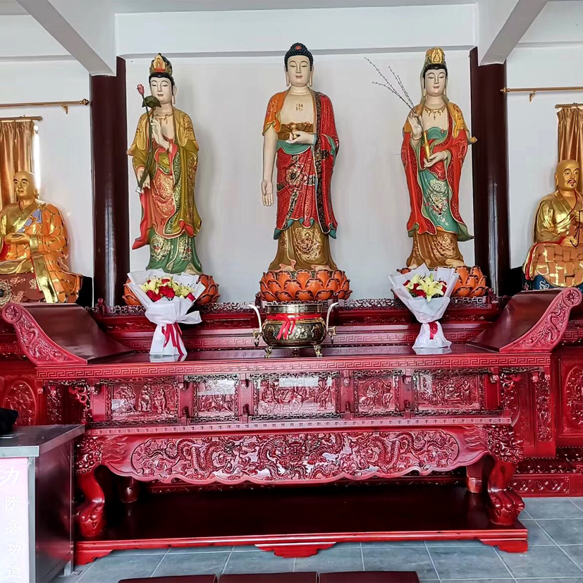 Custom carved temple Buddha table for Dao Palace tribute God incense table imitation mahogany ingot table processing