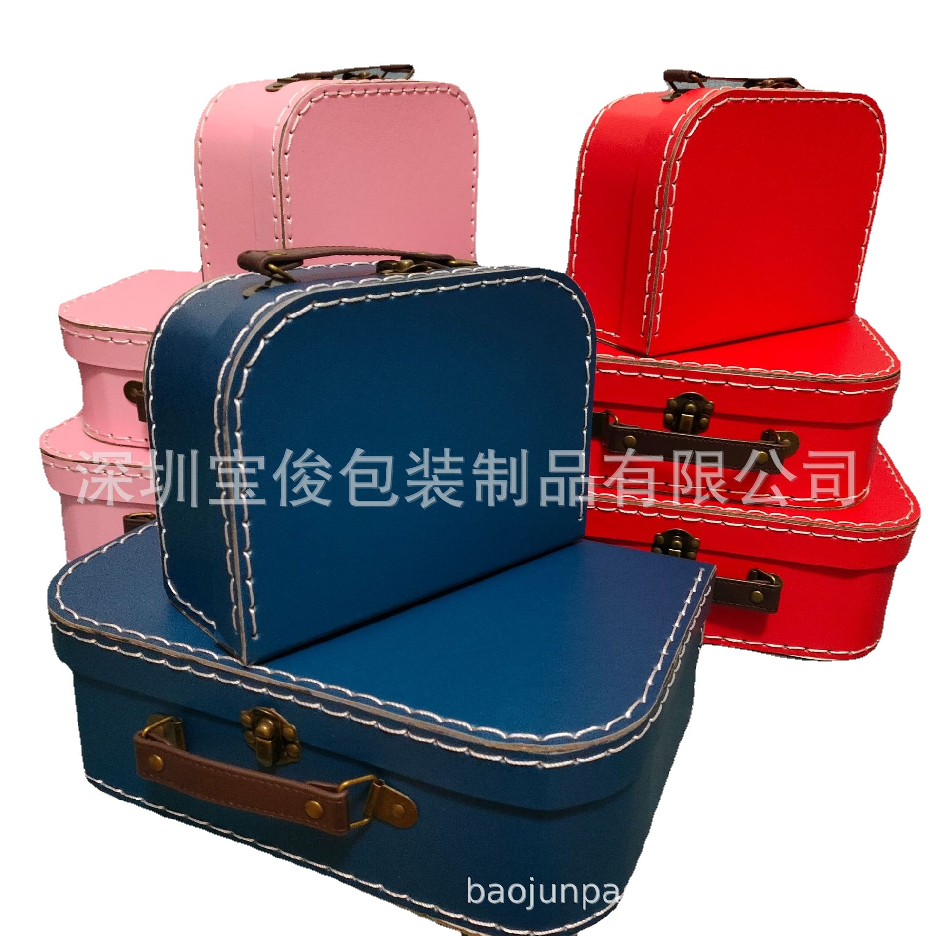 幼儿园礼物包装纸板穿线手提盒cardboard stitching suitcase box