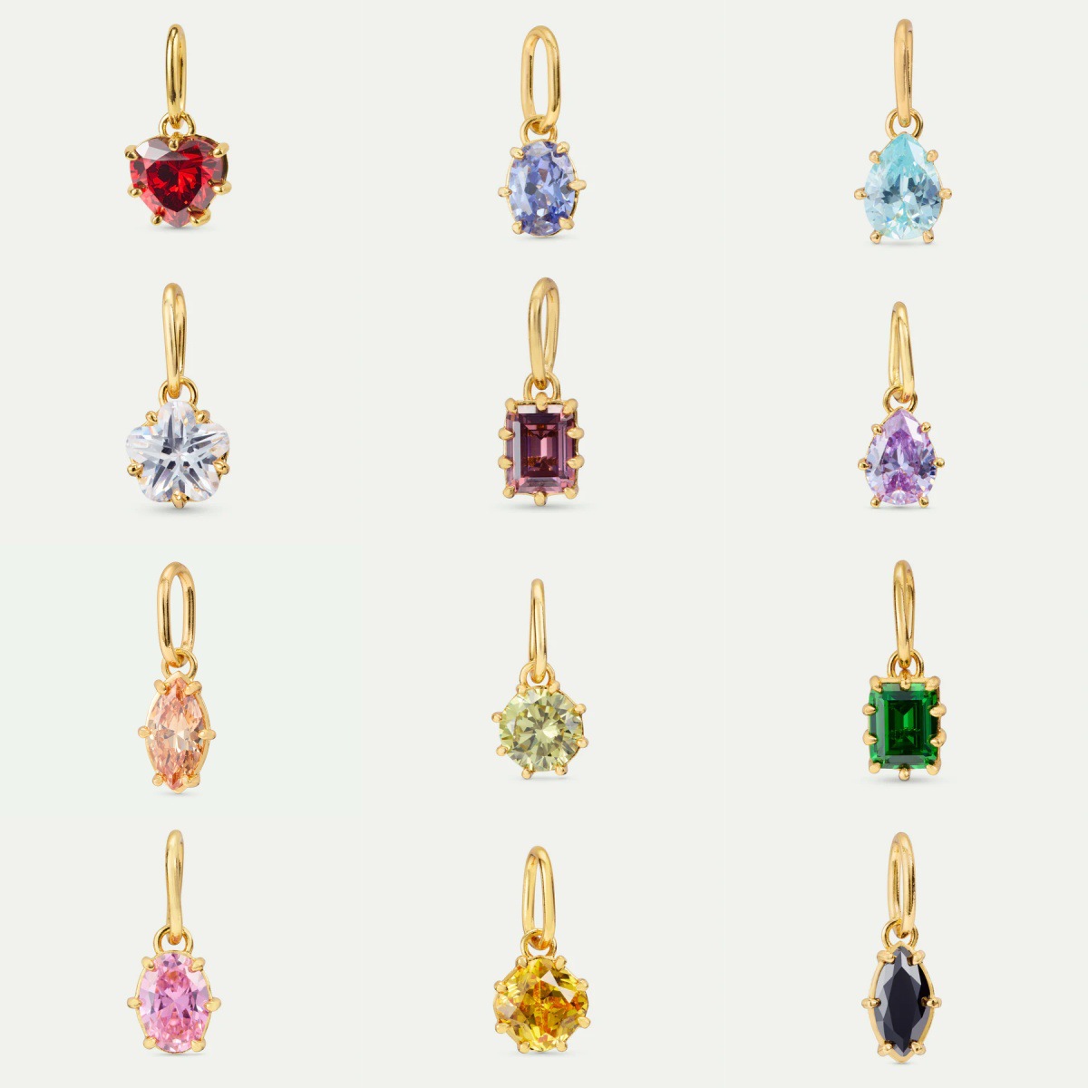 欧美爆款彩色钻石吊坠红色紫色蓝色绿水滴不锈钢饰品配件DIY项链